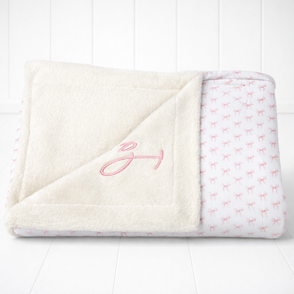Cute pink bow custom dog blanket