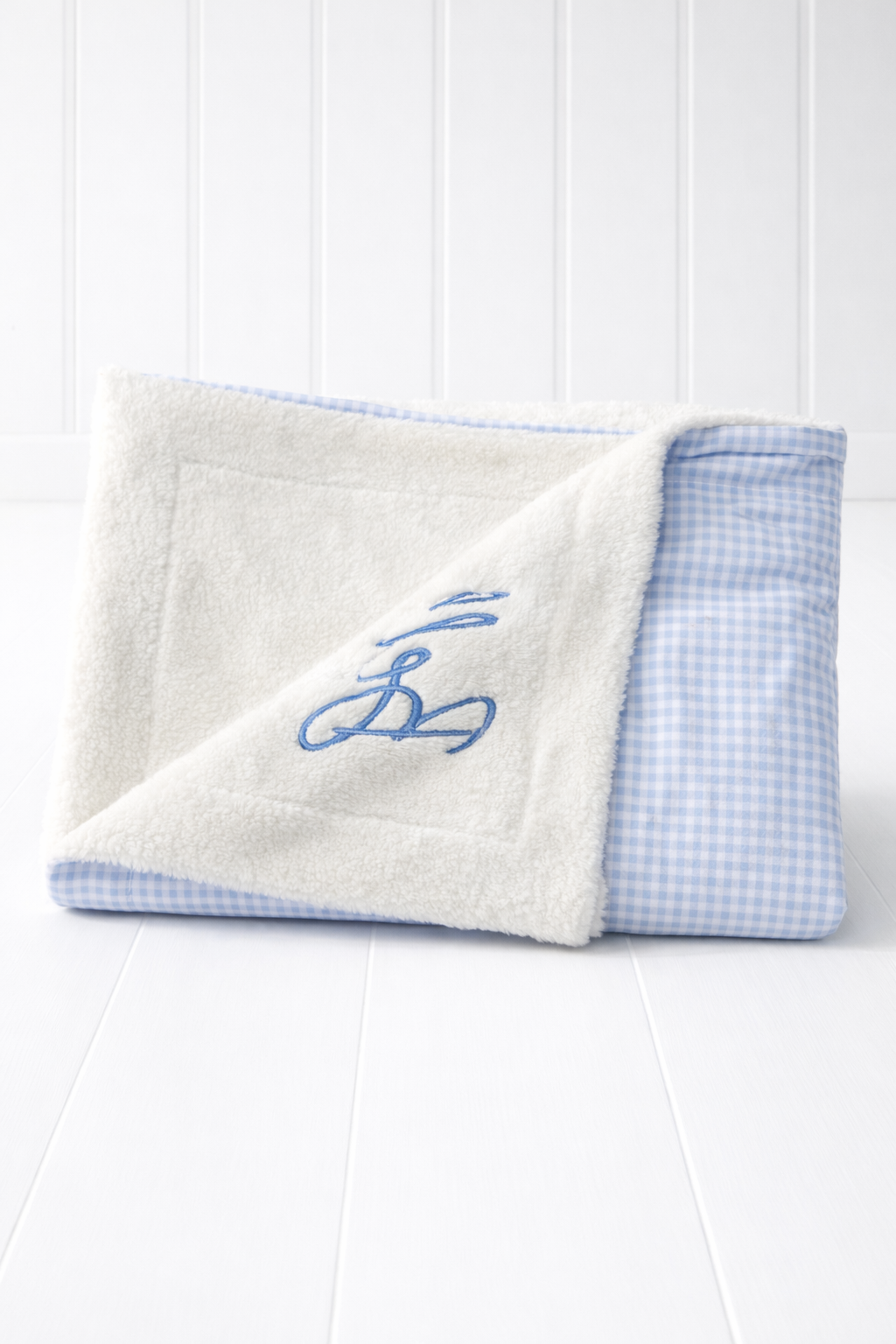 Checkered blue custom dog blanket