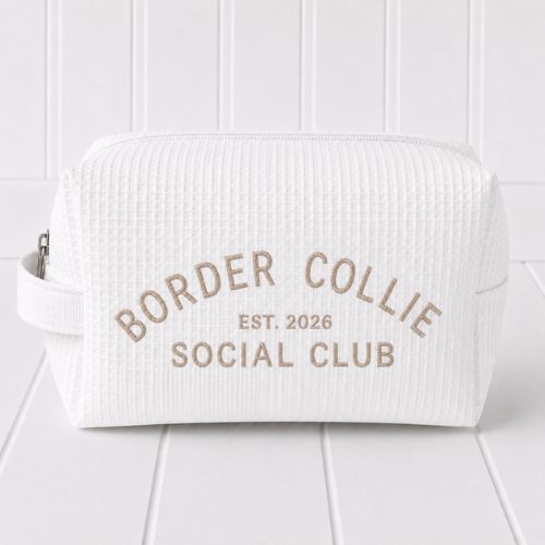 Luxury Border Collie dog breed Makeup Bag / premium Waffle Makeup Bag.