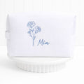 Personalized, custom White Waffle Make Up Bag, birthday flower, birthday gift, bridesmaid gift