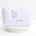 Personalized, custom White Waffle Make Up Bag, birthday flowers, birthday gifts, bridesmaid gifts