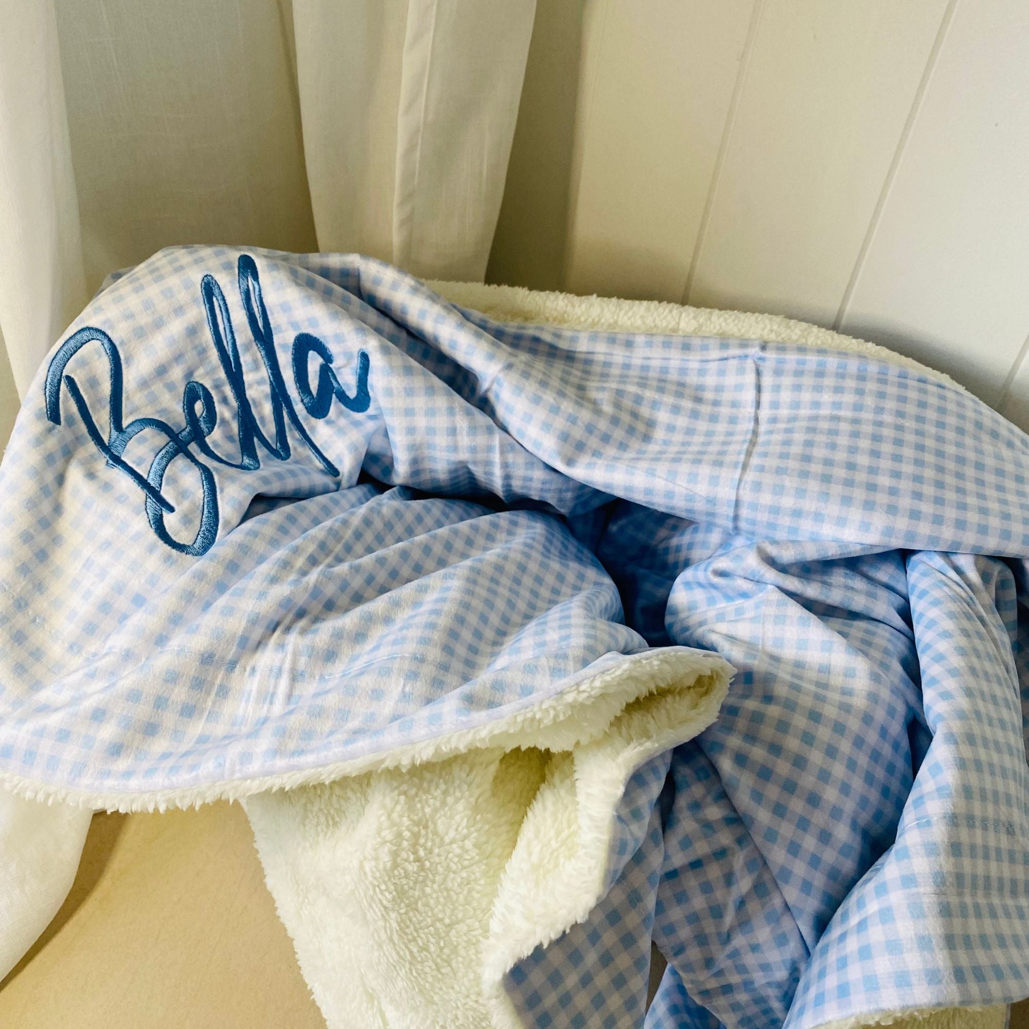 Checkered blue custom dog blanket