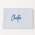 Blue coastal stripe custom dog blanket, Signature range