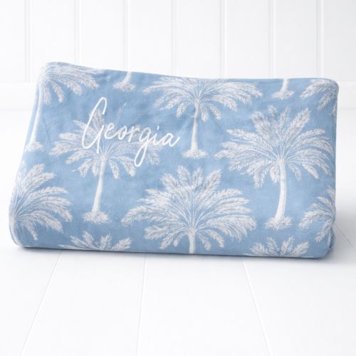 Tropical coastal custom dog blanket, palm tree theme