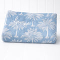 Tropical coastal custom dog blanket, palm tree theme