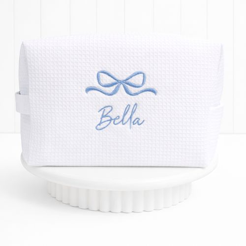 Personalized, custom White Waffle Make Up Bag, birthday gift for mum, brides maids gift