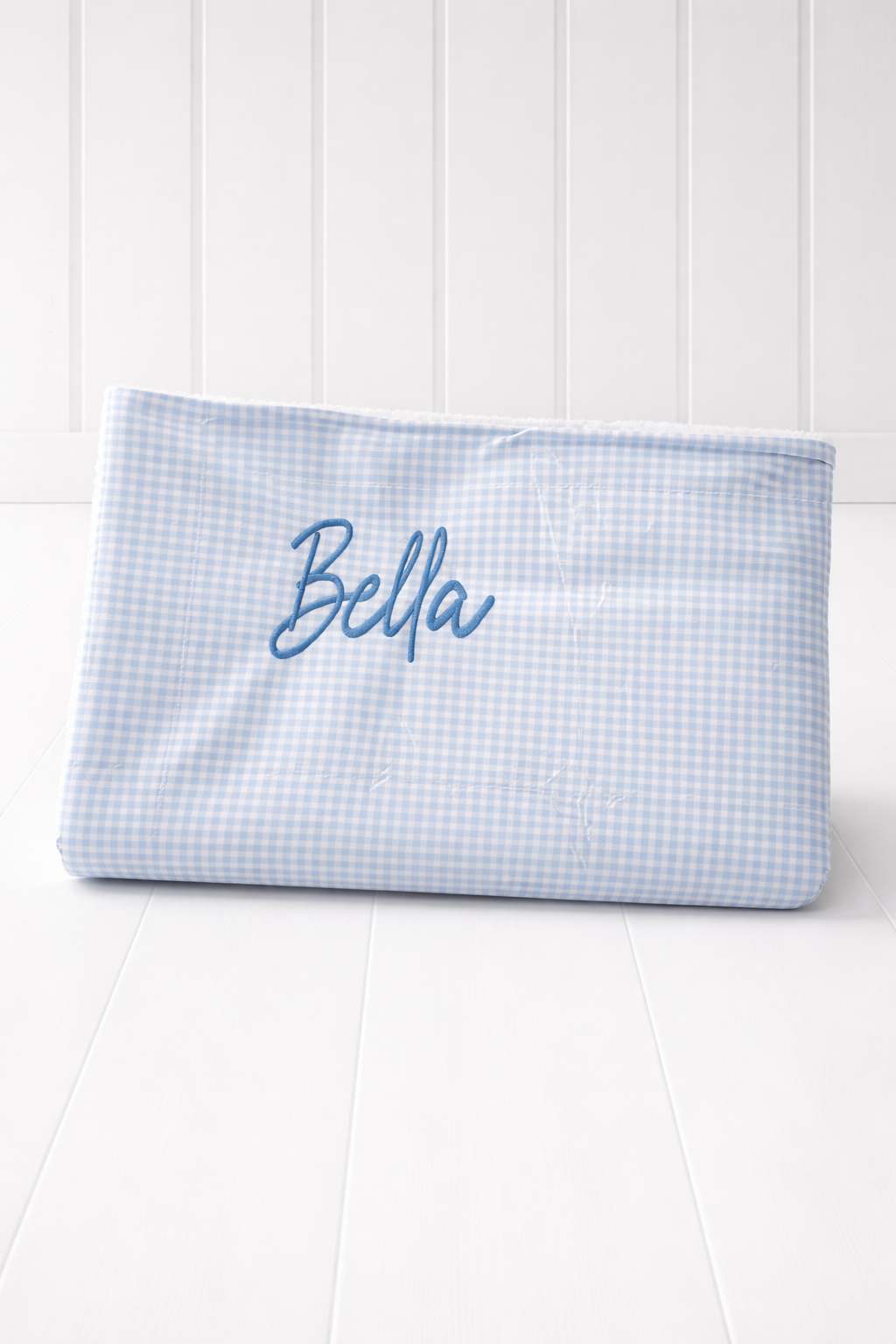 Checkered blue custom dog blanket