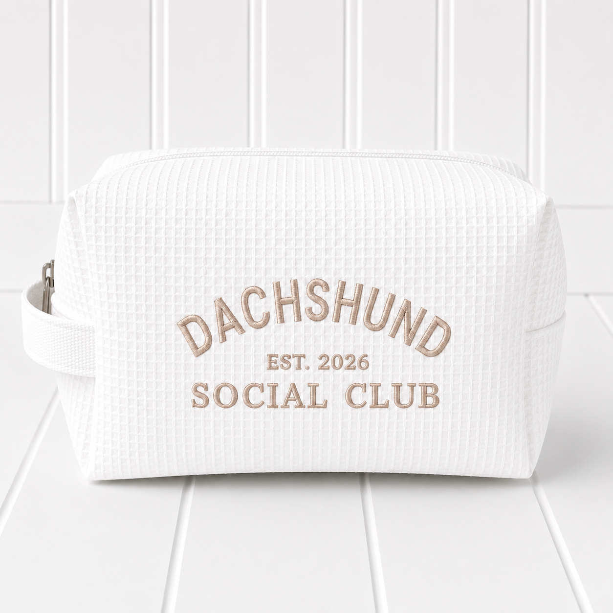 Luxury Dachshund Makeup Bag / premium Waffle Makeup Bag.
