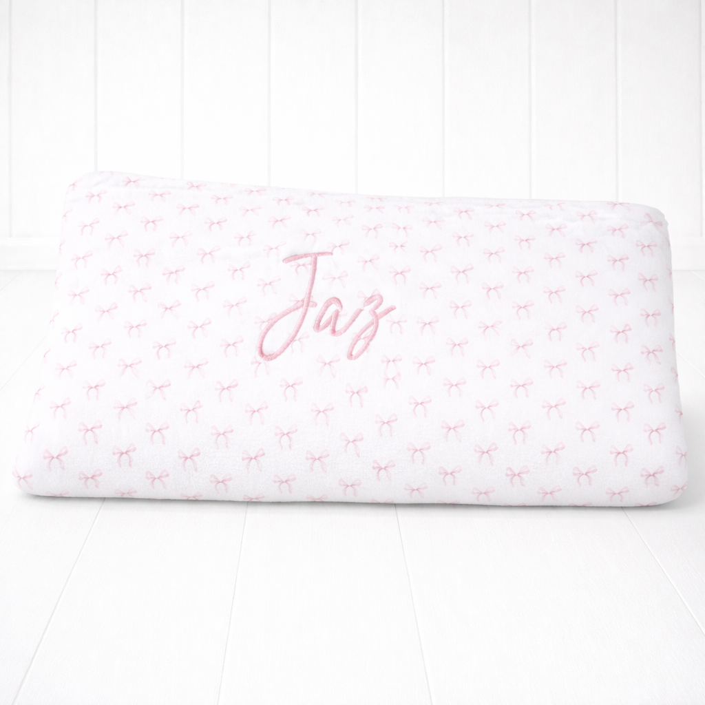 Cute pink bow custom dog blanket