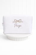 Personalized, custom White Waffle Make Up Bag, birthday gift for mum, brides maids gift,
