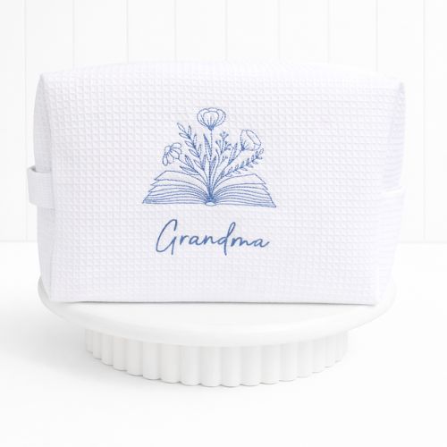 Personalized, custom White Waffle Make Up Bag, mama birthday gifts, mum gifts , grandma gifts, book lover gifts