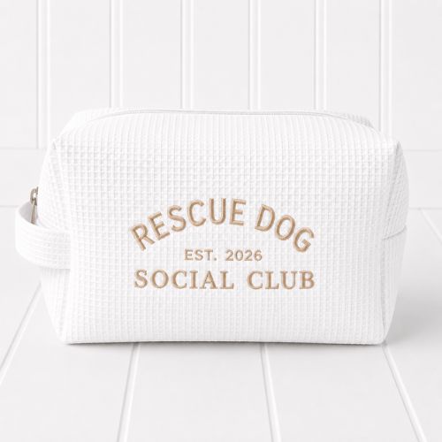 Luxury RESCUE DOG Makeup Bag / premium Waffle Makeup Bag.