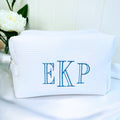 Monogram waffle makeup bag, monogram initial gift bag